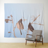 Sneeuwvogels op een kale wintertak wandkleed (In Situ (horizontaal))