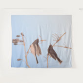 Sneeuwvogels op een kale wintertak wandkleed (Voorkant (horizontaal))