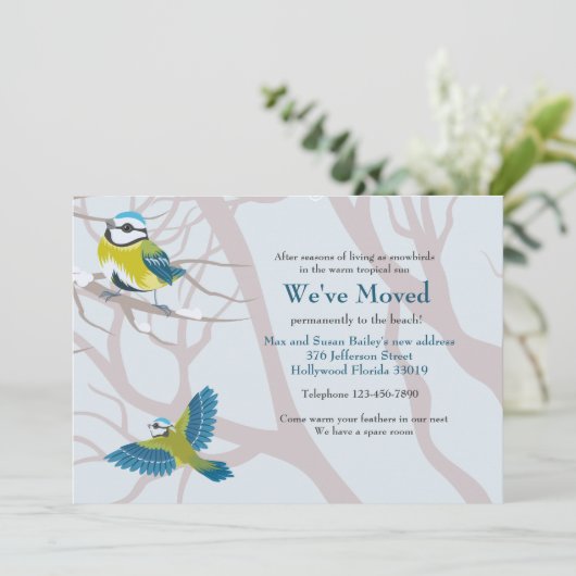 Sneeuwvogels Verplaatsende Aankondiging (Staand voorkant)