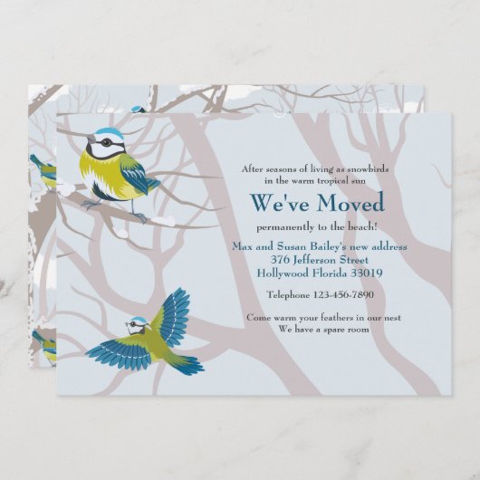 Sneeuwvogels Verplaatsende Aankondiging (Voorkant / Achterkant)