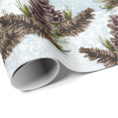 sneeuwvonken, dennenappels cadeaupapier (Rol Hoek)