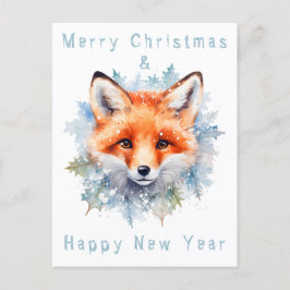 Sneeuwvos en Kerstmis Briefkaart