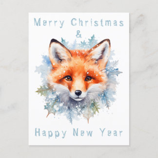 Sneeuwvos en Kerstmis Briefkaart