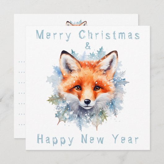 Sneeuwvos en Kerstmis Kaart (Voorkant / Achterkant)