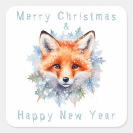 Sneeuwvos en Kerstmis Vierkante Sticker