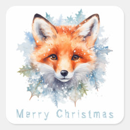 Sneeuwvos en Kerstmis Vierkante Sticker