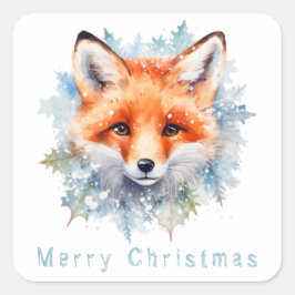 Sneeuwvos en Kerstmis Vierkante Sticker