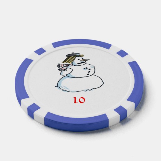 Sneeuwvrouw blauw 10 gestreepte pokerchip (Enkel)
