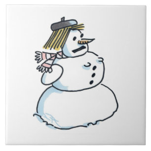 Sneeuwvrouw grote keramische tegel tegeltje