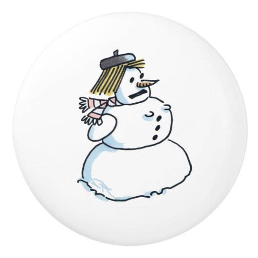 Sneeuwvrouw keramische knop (Voorkant)