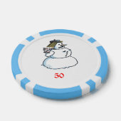 Sneeuwvrouw lichtblauw 50 gestreepte pokerchip (Enkel)