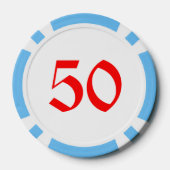Sneeuwvrouw lichtblauw 50 gestreepte pokerchip (Achterkant)