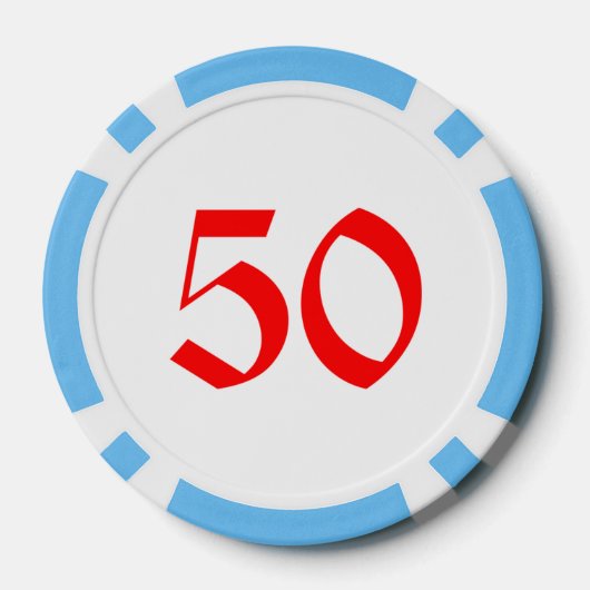 Sneeuwvrouw lichtblauw 50 gestreepte pokerchip (Achterkant)