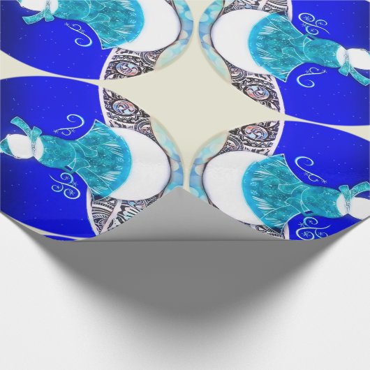 Sneeuwvrouw onder de blauwe winterhemel cadeaupapier (Hoek)