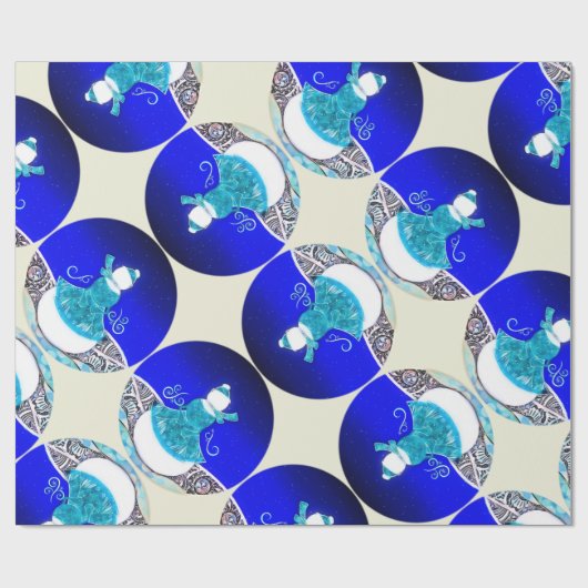 Sneeuwvrouw onder de blauwe winterhemel cadeaupapier (Vlak)