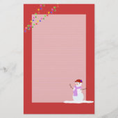 Sneeuwvrouw Rood Omrande Kerst Schrijfpapier Briefpapier (Voorkant)