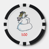 Sneeuwvrouw zwart 100 gestreepte pokerchip (Voorkant)