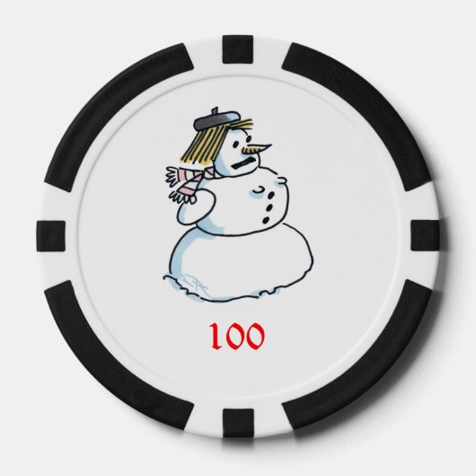 Sneeuwvrouw zwart 100 gestreepte pokerchip (Voorkant)