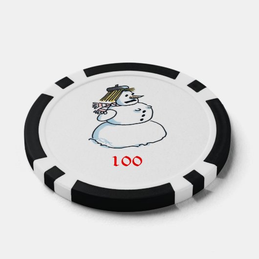 Sneeuwvrouw zwart 100 gestreepte pokerchip (Enkel)