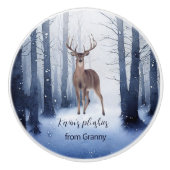 Sneeuwwboten met kerst voelen een aangepaste naam keramische knop (Voorkant)