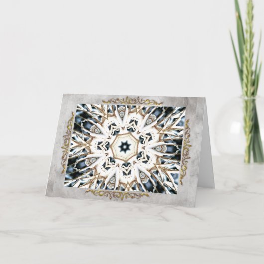 Sneeuwweb met goud bloeit bedankkaart (Voorkant)