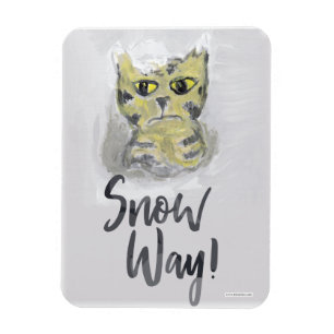 Sneeuwweg gekleurde kat Folk Art Fun Cute Slogan Magneet