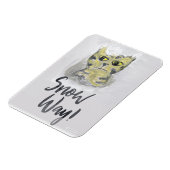 Sneeuwweg gekleurde kat Folk Art Fun Cute Slogan Magneet (Linkerzijde)