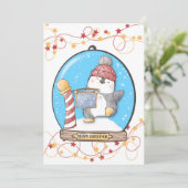 SneeuwWereldbol Kerstmis Pinguïn Kaart (Staand voorkant)