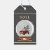 SneeuwWereldbol met auto's en kerstbomen Cadeaulabel (Voorkant)