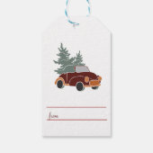 SneeuwWereldbol met auto's en kerstbomen Cadeaulabel (Achterkant)