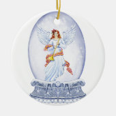 Sneeuwwereldbol met engel-illustratie keramisch ornament (Voorkant)