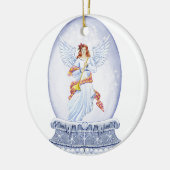 Sneeuwwereldbol met engel-illustratie keramisch ornament (Links)