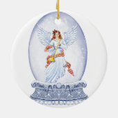Sneeuwwereldbol met engel-illustratie keramisch ornament (Achterkant)