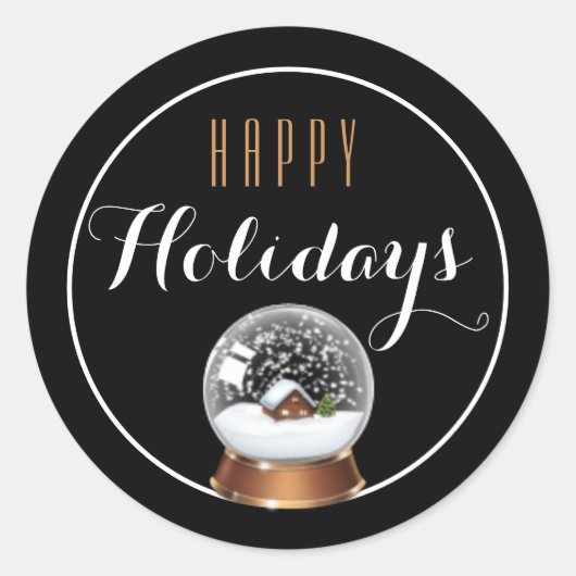 SneeuwWereldbol met House Happy Holiday Sticker (Voorkant)