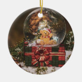 Sneeuwwereldbol met schattig Beer Keramisch Ornament (Voorkant)