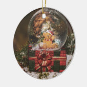 Sneeuwwereldbol met schattig Beer Keramisch Ornament (Links)