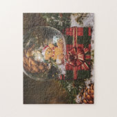 Sneeuwwereldbol met schattig Beer Legpuzzel (Verticaal)