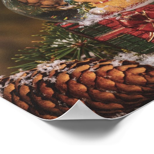 Sneeuwwereldbol met schattig Beer Poster (Hoek)