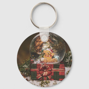 Sneeuwwereldbol met schattig Beer Sleutelhanger