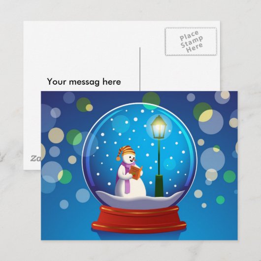 Sneeuwwereldbol met sneeuwzang briefkaart (Voorkant / Achterkant)