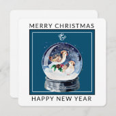 SneeuwWereldbol met vogels | Kerstfeestdag Kaart (Voorkant / Achterkant)