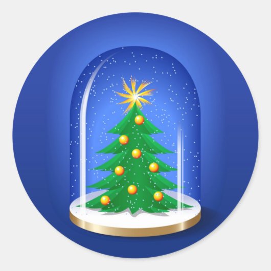 sneeuwWereldbol Ronde Sticker (Voorkant)