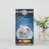 SneeuwWereldbol van de Seizoengroeten Feestdagenkaart (Staand voorkant)