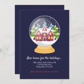 SneeuwWereldbol Verplaatsingsaankondiging Feestdagenkaart (Voorkant / Achterkant)