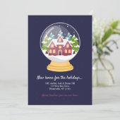 SneeuwWereldbol Verplaatsingsaankondiging Feestdagenkaart (Staand voorkant)