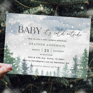 Sneeuwwinter Baby Het is koud buiten Baby shower Kaart
