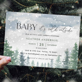 Sneeuwwinter Baby Het is koud buiten Baby shower Kaart