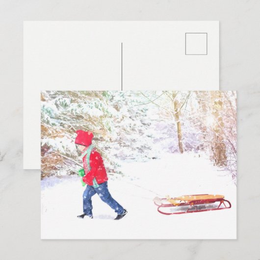 Sneeuwwinter kerstmis vakantie feestdagenkaart (Voorkant / Achterkant)