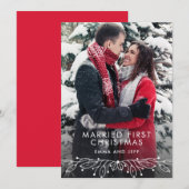 Sneeuwwinter trouwt eerste kerstfoto feestdagenkaart (Voorkant / Achterkant)