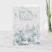 Sneeuwwinterbos en Stag H Feestdagen Kaart (Voorkant)